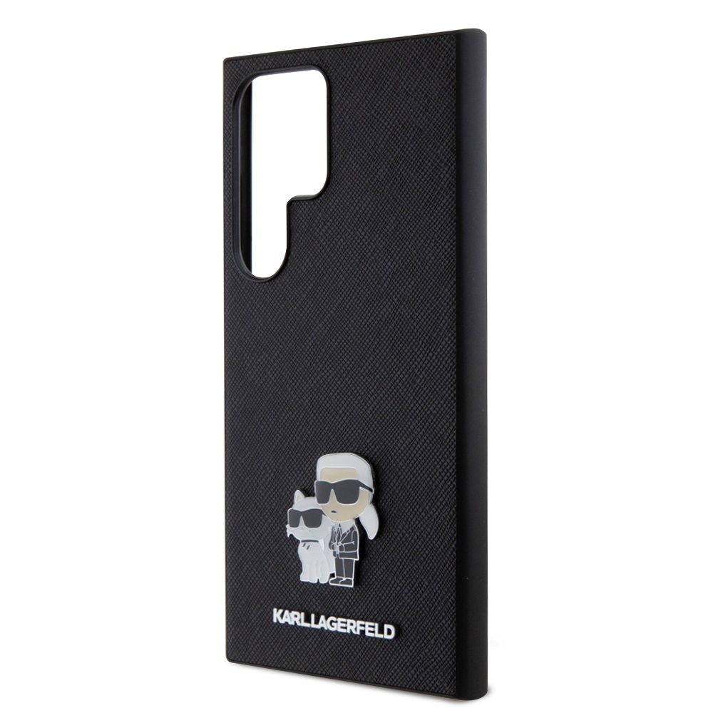 Samsung Galaxy S24 Ultra Karl Lagerfeld PU Saffiano Metal Karl and Choupette tok (Fekete) – KLHCS24LPSAKCMPK