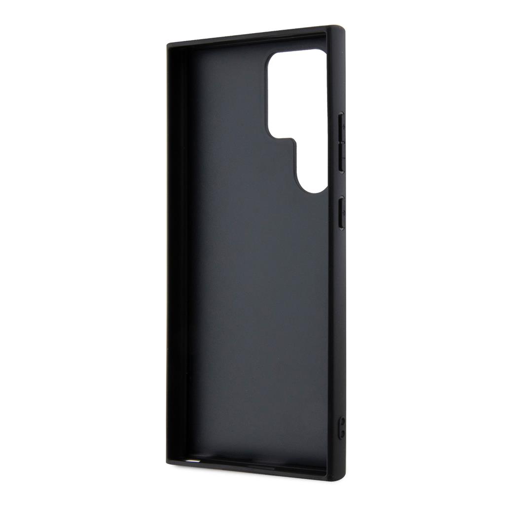 Samsung Galaxy S24 Ultra Karl Lagerfeld Saffiano Grip Stand Metal Logo tok (Fekete) – KLHCS24LGSAKCPK