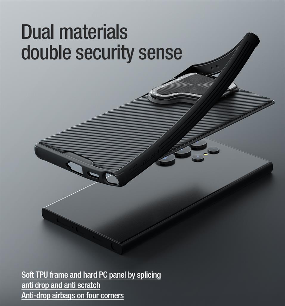 Samsung Galaxy S24 Ultra Nillkin Camshield Prop MAGSAFE kameravédős hátlap tok (Fekete)