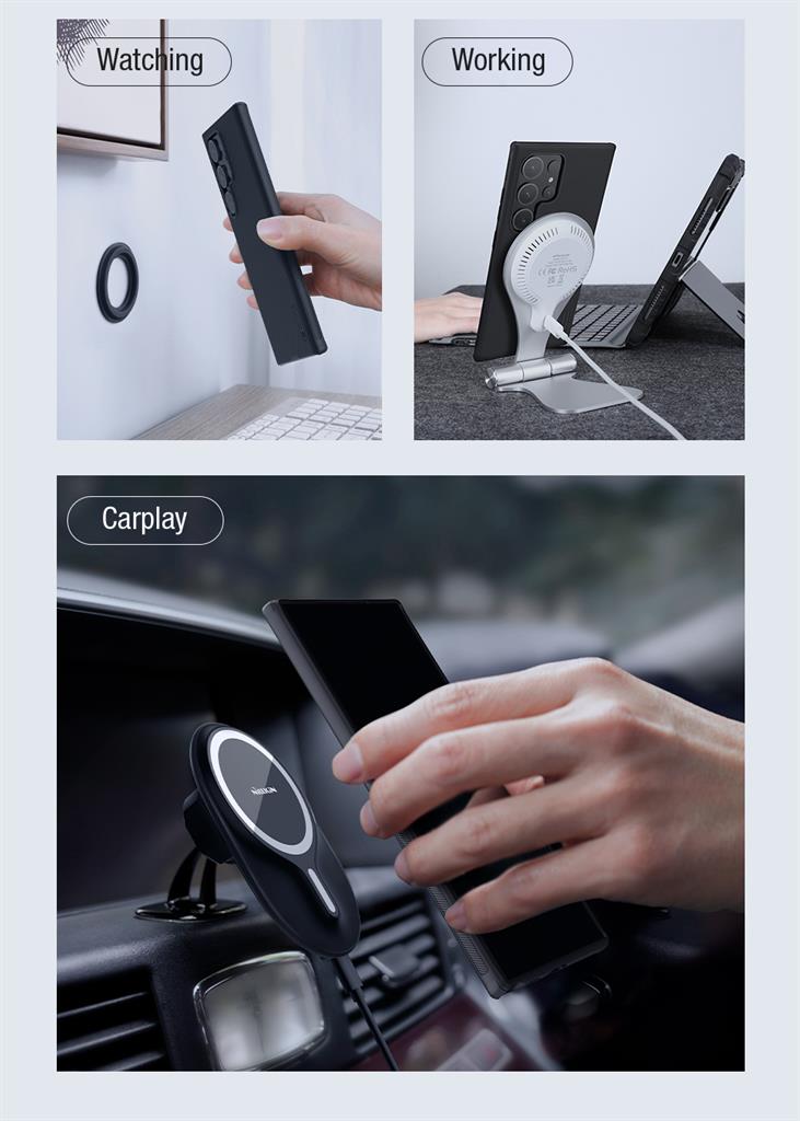 Samsung Galaxy S24 Ultra Nillkin Super frosted shield pro magsafe strapabíró hátlap tok fekete