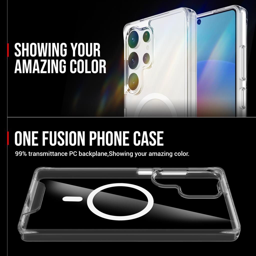 Samsung Galaxy S25 Ultra Mag Ring forgatható Magsafe hátlap tok (Átlátszó)