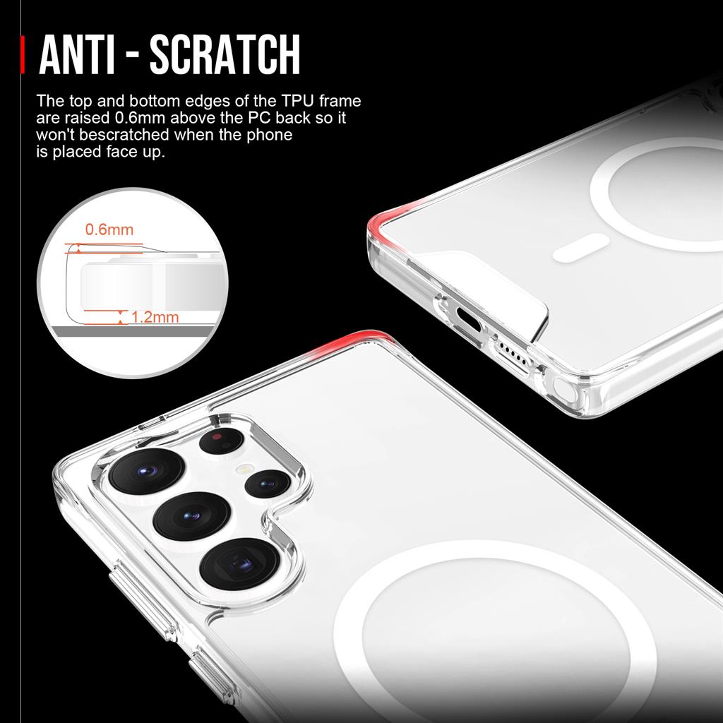 Samsung Galaxy S25 Ultra Mag Ring forgatható Magsafe hátlap tok (Átlátszó)