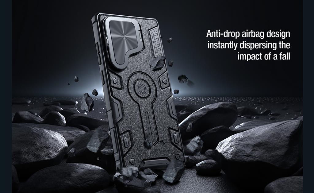 Samsung Galaxy S25 Ultra Nillkin Camshield Prop MAGSAFE kameravédős hátlap tok (Fekete) 10