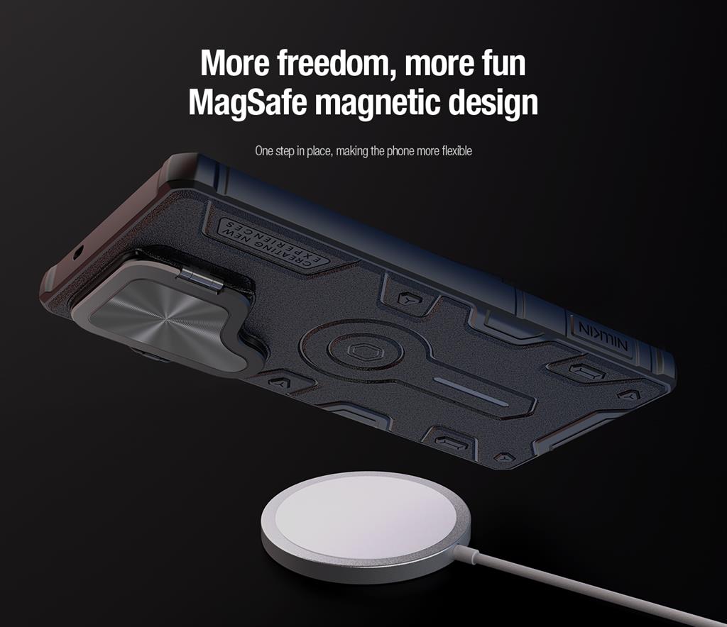Samsung Galaxy S25 Ultra Nillkin Camshield Prop MAGSAFE kameravédős hátlap tok (Fekete) 13