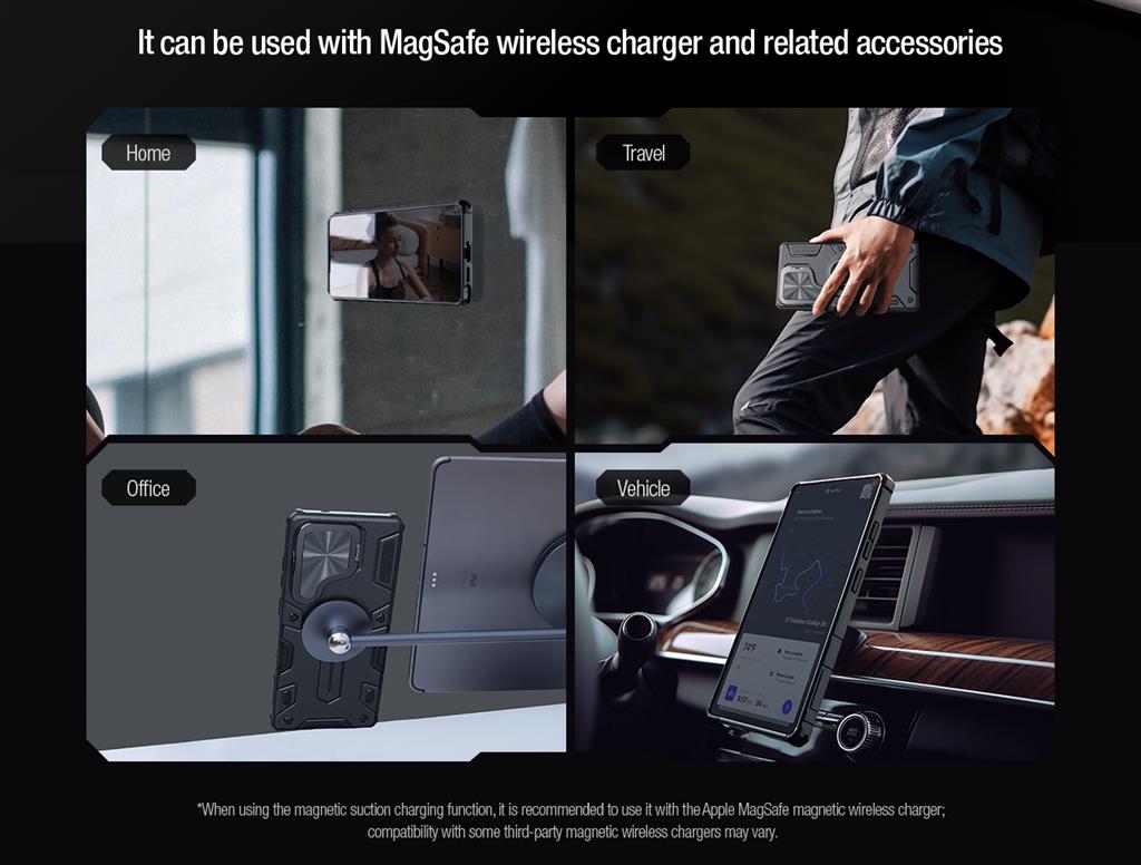 Samsung Galaxy S25 Ultra Nillkin Camshield Prop MAGSAFE kameravédős hátlap tok (Fekete) 14