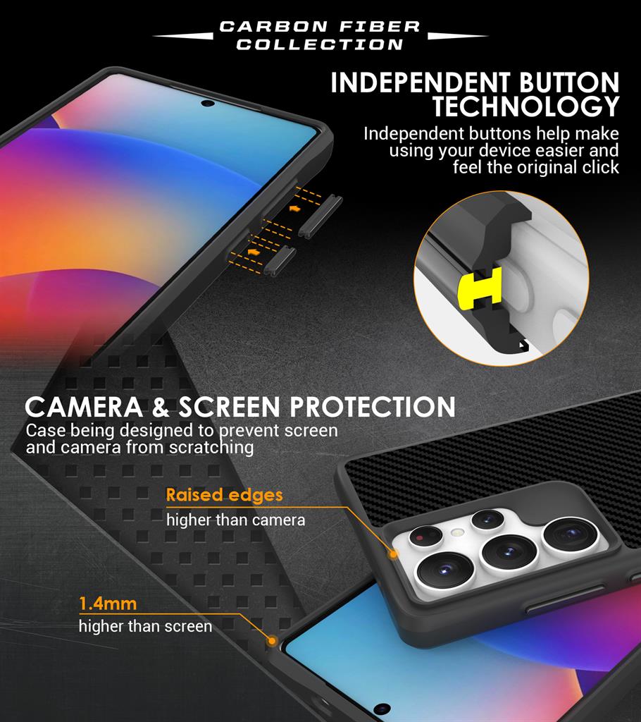 Samsung Galaxy S25 Ultra TOKO Carbon fiber hátlap tok (Fekete)