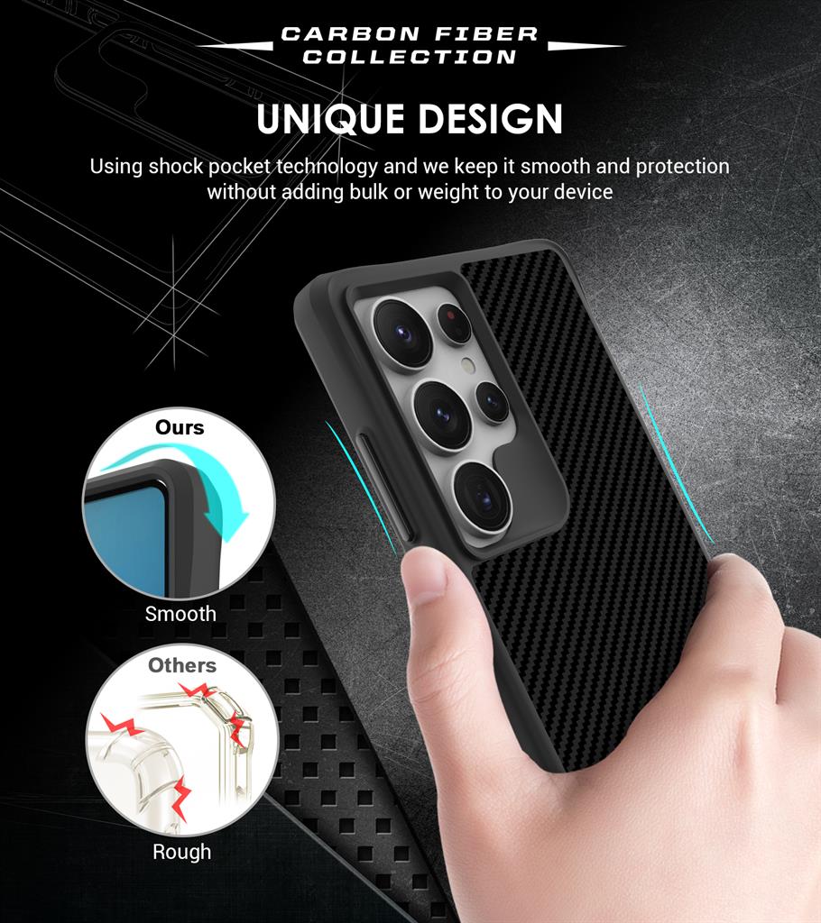 Samsung Galaxy S25 Ultra TOKO Carbon fiber hátlap tok (Fekete)