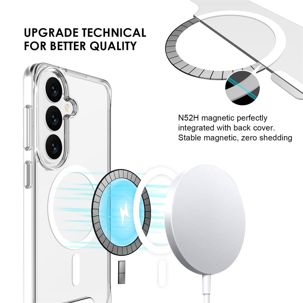 Samsung Galaxy S26 Mag Ring forgatható Magsafe hátlap tok (Átlátszó)