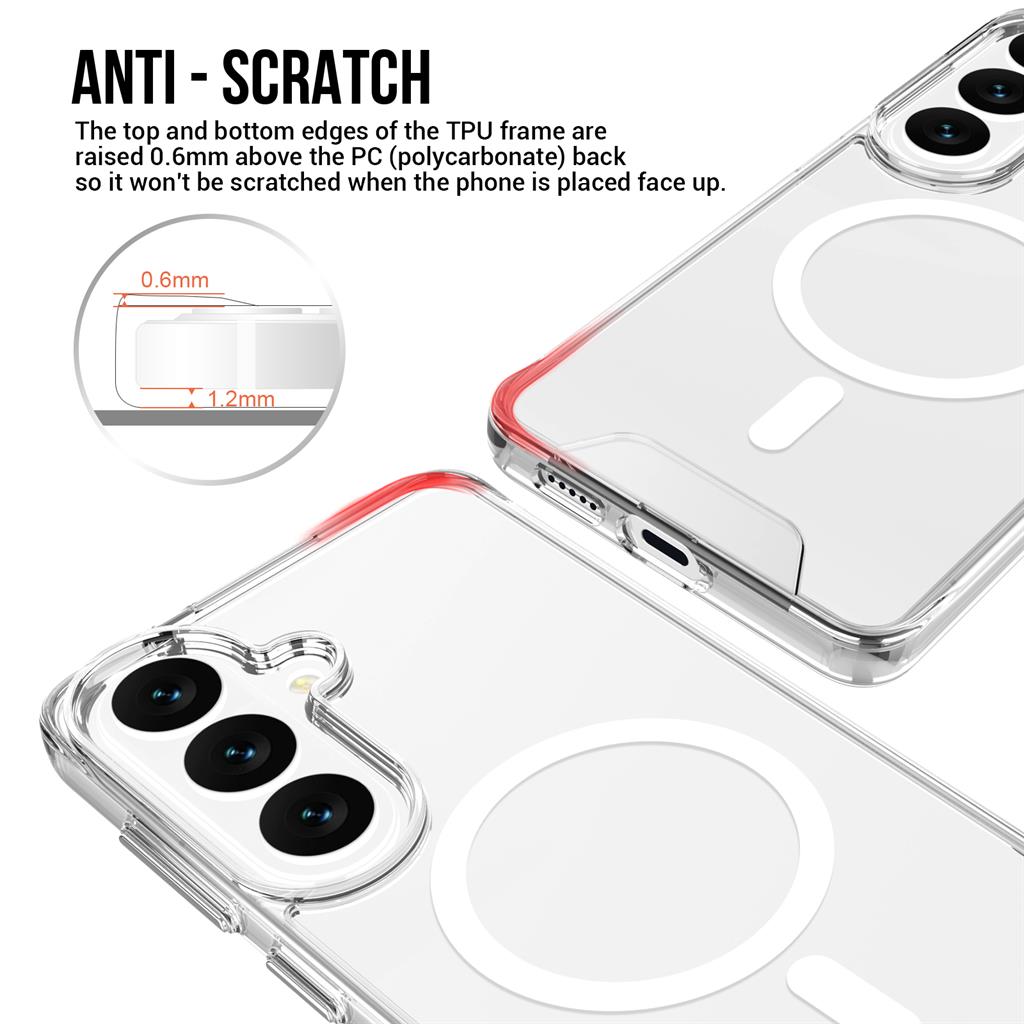 Samsung Galaxy S26 Plus Mag Ring forgatható Magsafe hátlap tok (Átlátszó)