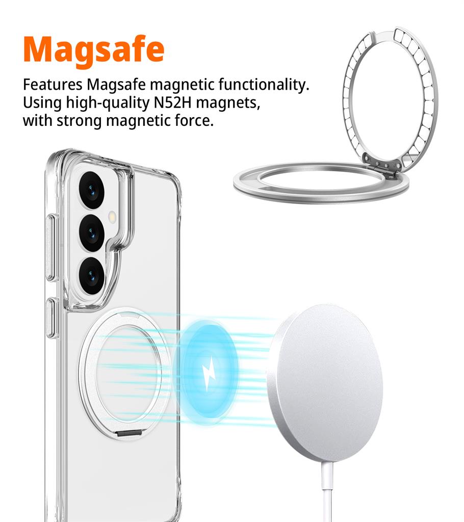 Samsung Galaxy S26 TOKO Pure MagSafe 360 ring hátlap tok (Ezüst)