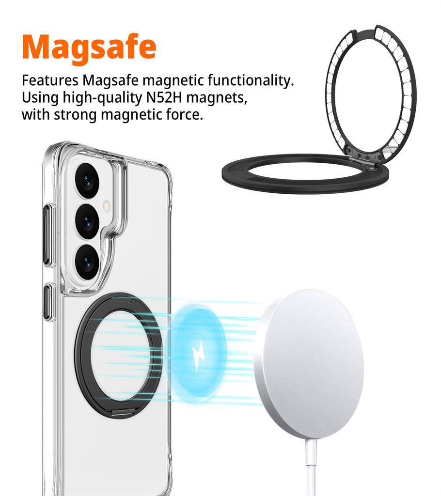 Samsung Galaxy S26 TOKO Pure MagSafe 360 ring hátlap tok (Fekete)