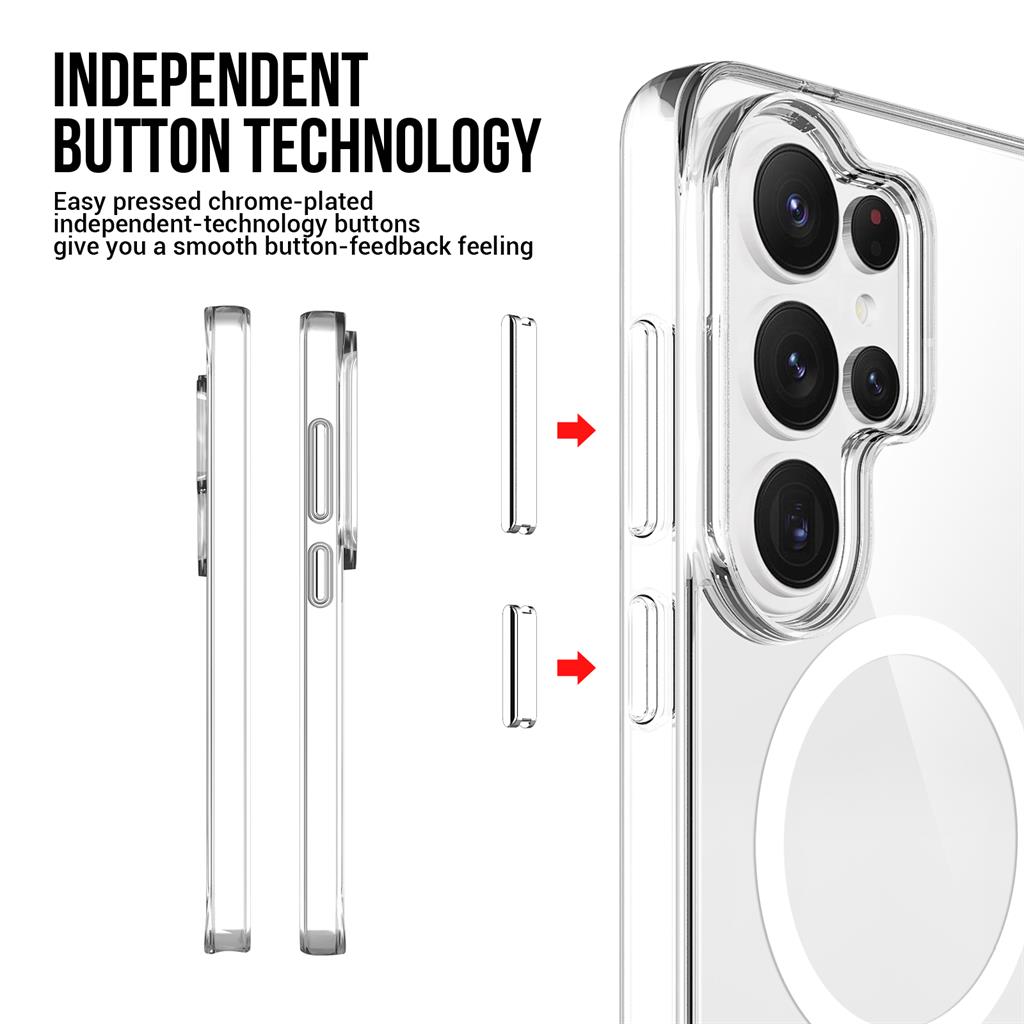 Samsung Galaxy S26 Ultra Mag Ring forgatható Magsafe hátlap tok (Átlátszó)