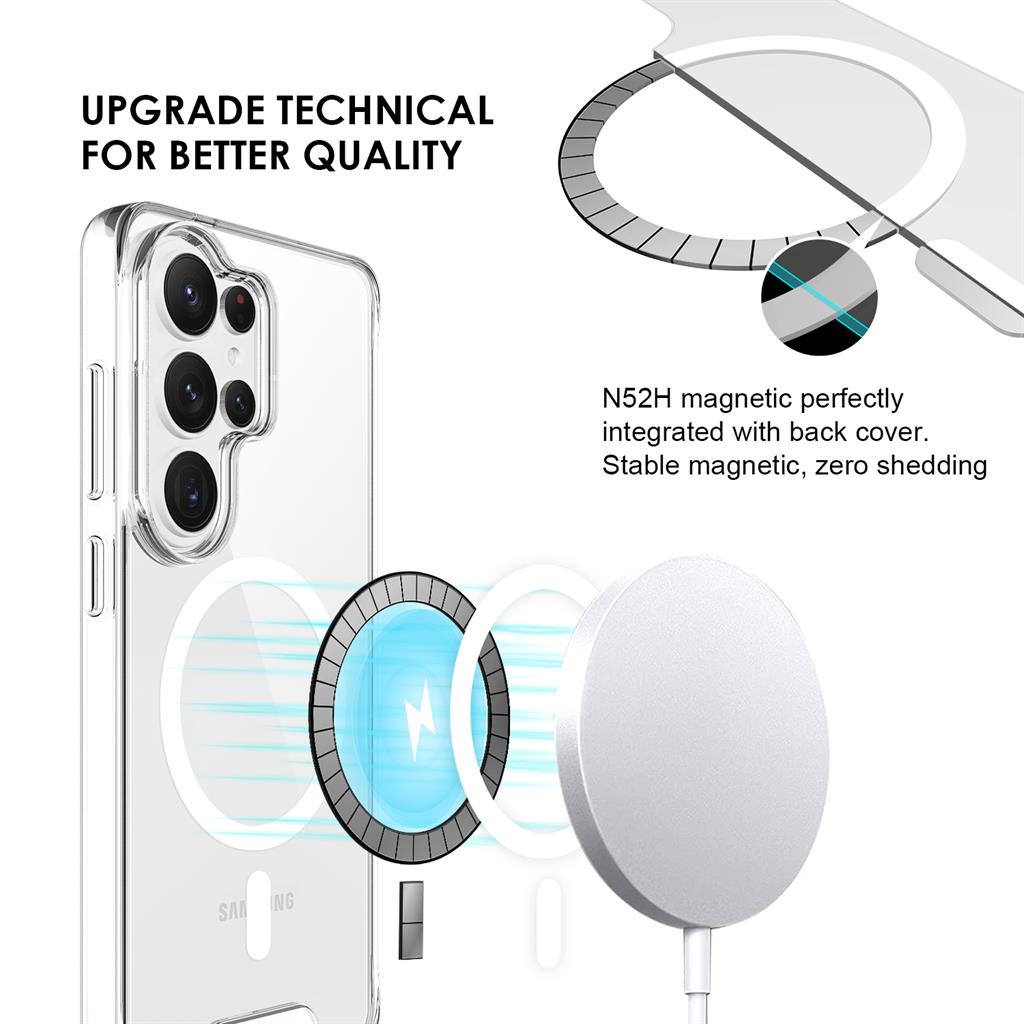 Samsung Galaxy S26 Ultra Mag Ring forgatható Magsafe hátlap tok (Átlátszó)