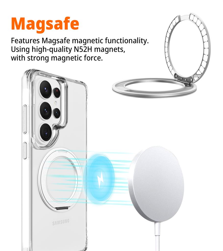 Samsung Galaxy S26 Ultra TOKO Pure MagSafe 360 ring hátlap tok (Ezüst)