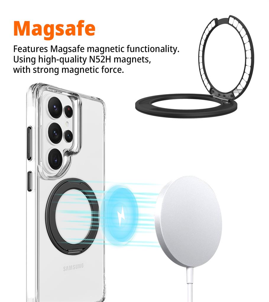 Samsung Galaxy S26 Ultra TOKO Pure MagSafe 360 ring hátlap tok (Fekete)