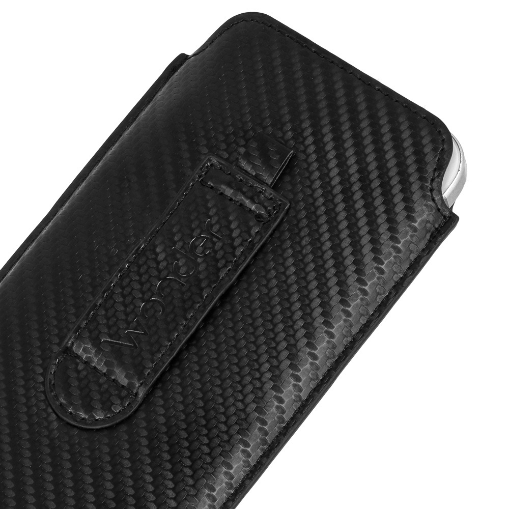 Wonder Carbon bújtatós tok iPhone 5 / Nokia 215 4G / 225 / 5310 2020 (Fekete) – M méret