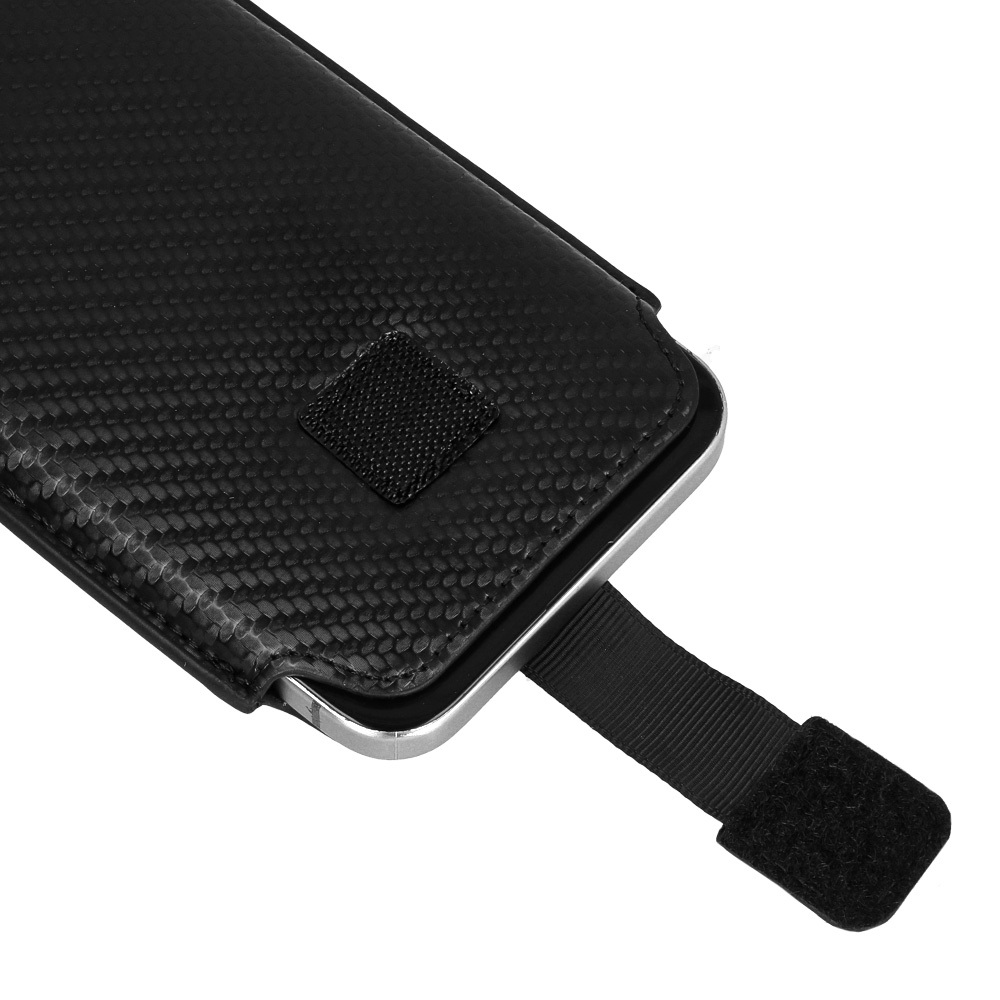 Wonder Carbon bújtatós tok iPhone 5 / Nokia 215 4G / 225 / 5310 2020 (Fekete) – M méret