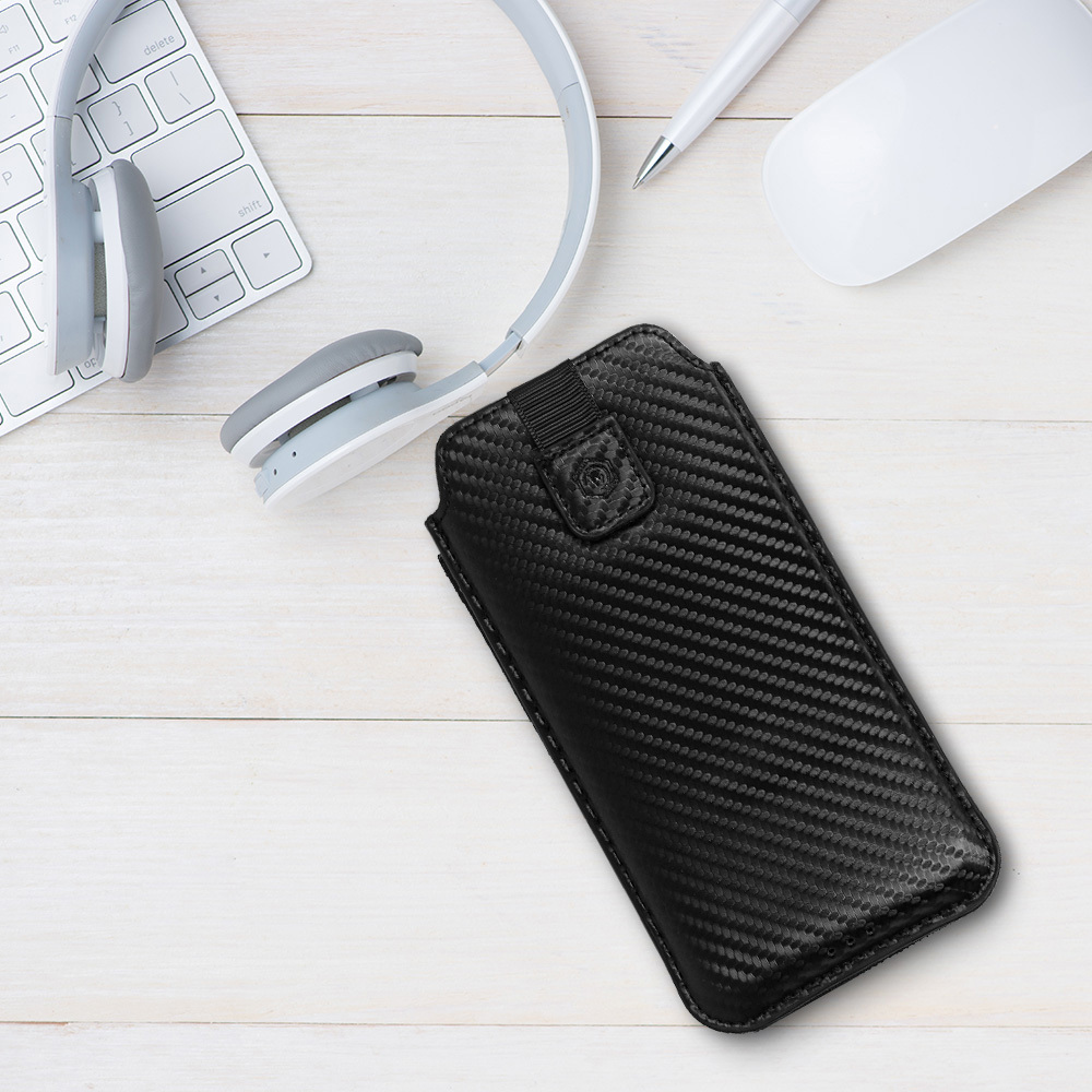 Wonder Carbon bújtatós tok Nokia 105 2019 / 150 / 216 (Fekete) – S méret