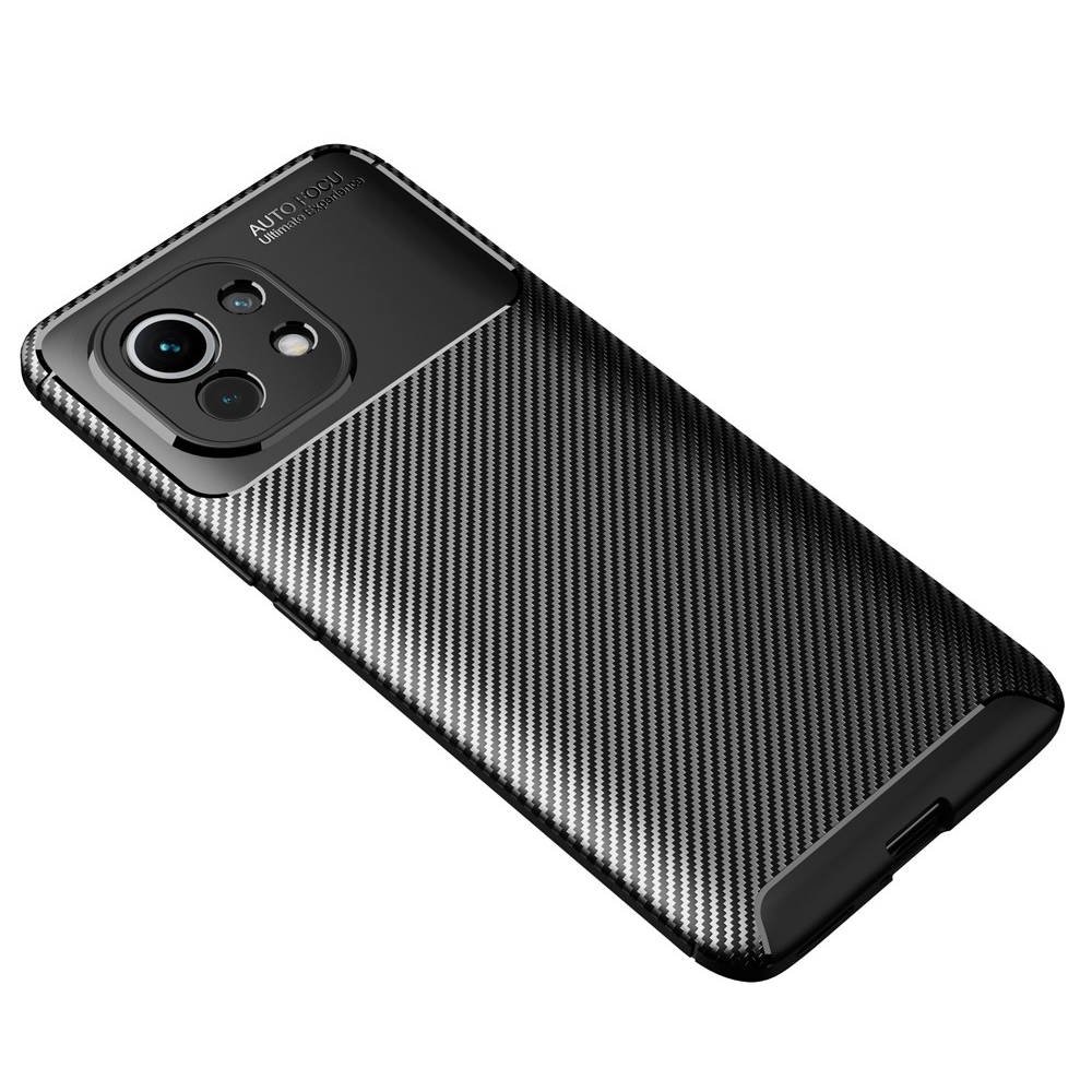 Xiaomi Mi 11 5G carbon fiber szilikon hátlap tok, (Fekete) 13