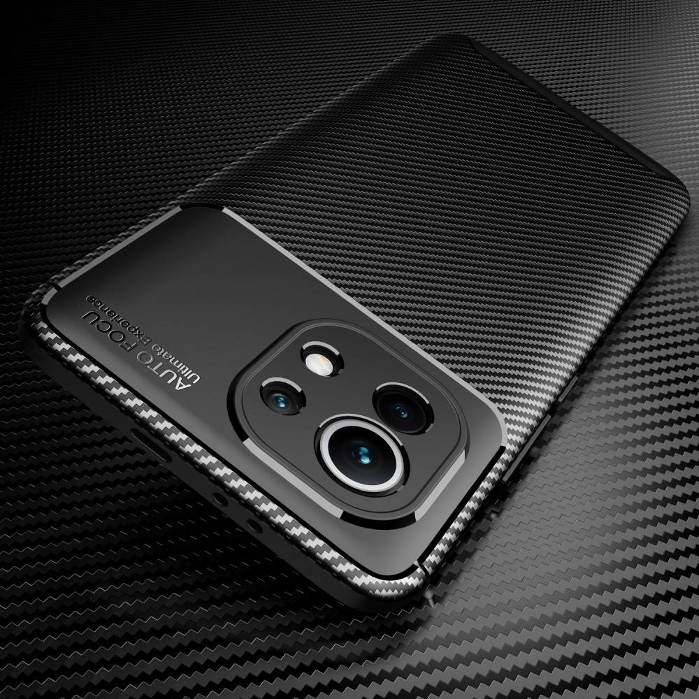 Xiaomi Mi 11 5G carbon fiber szilikon hátlap tok, (Fekete) 14