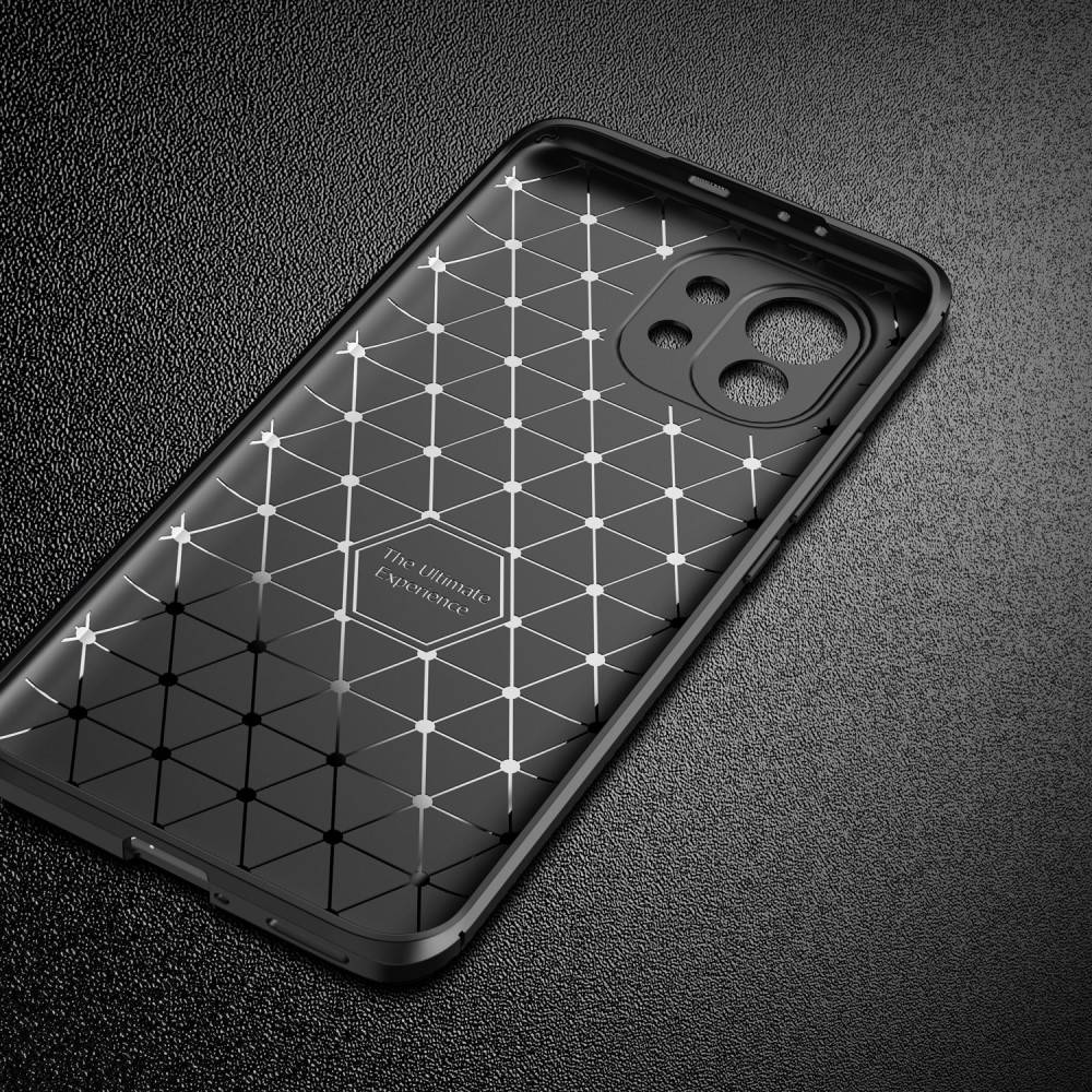 Xiaomi Mi 11 5G carbon fiber szilikon hátlap tok, (Fekete) 16