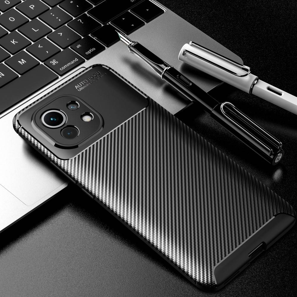 Xiaomi Mi 11 5G carbon fiber szilikon hátlap tok, (Fekete) 17