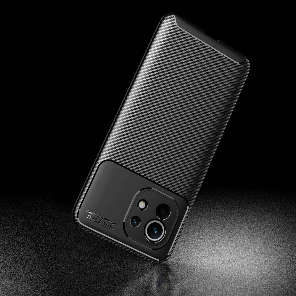 Xiaomi Mi 11 5G carbon fiber szilikon hátlap tok, (Fekete) 18
