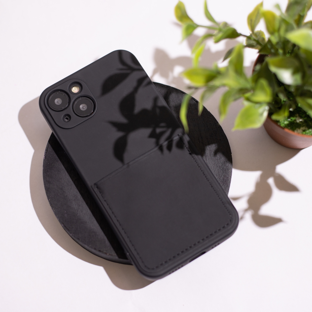 Xiaomi Redmi 10C kártyatartós szilikon hátlap tok (Fekete)