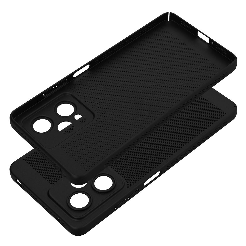 Xiaomi Redmi 13C Breezy lyukacsos műanyag hátlap tok (Fekete)