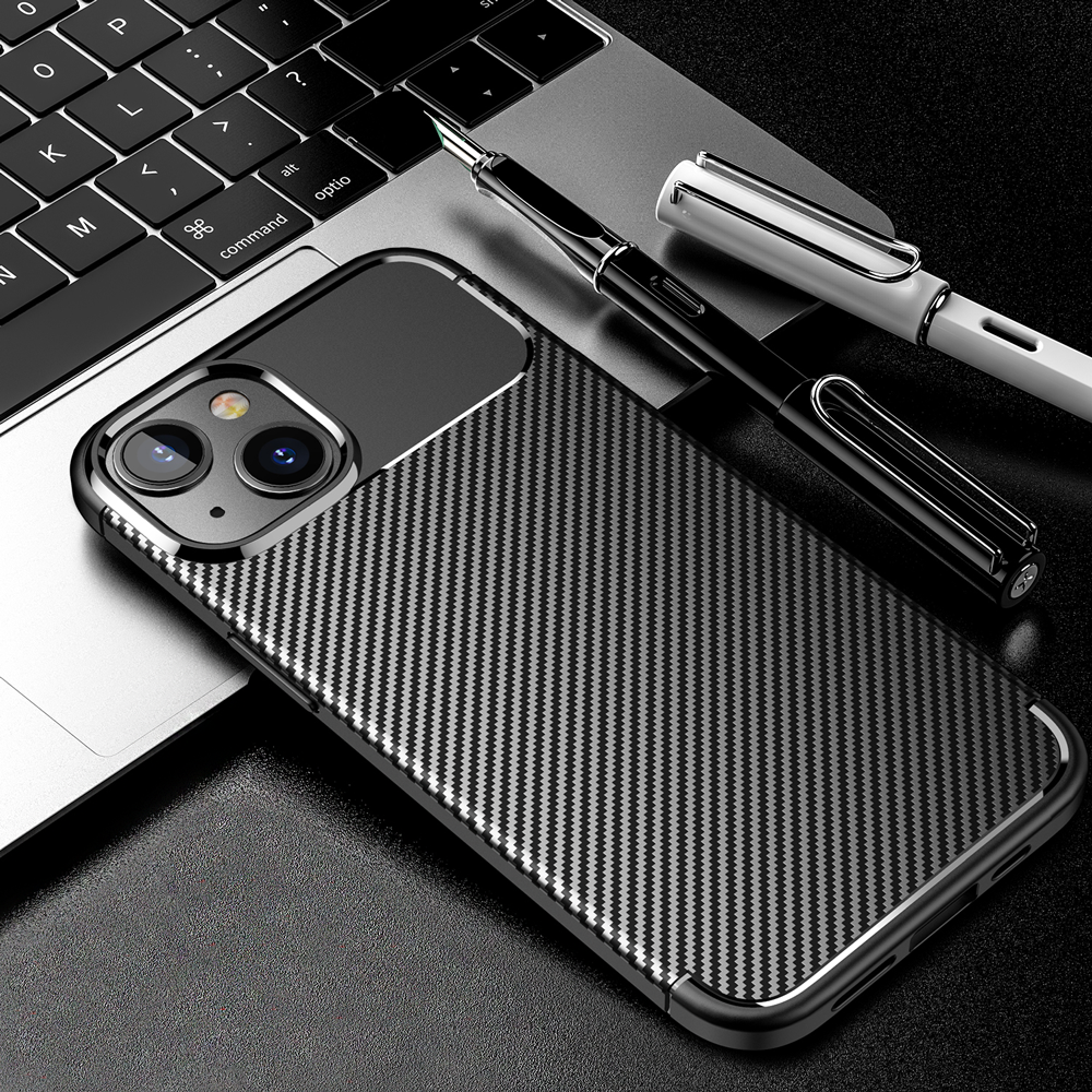 Xiaomi Redmi 14C carbon fiber szilikon hátlap tok (Fekete)