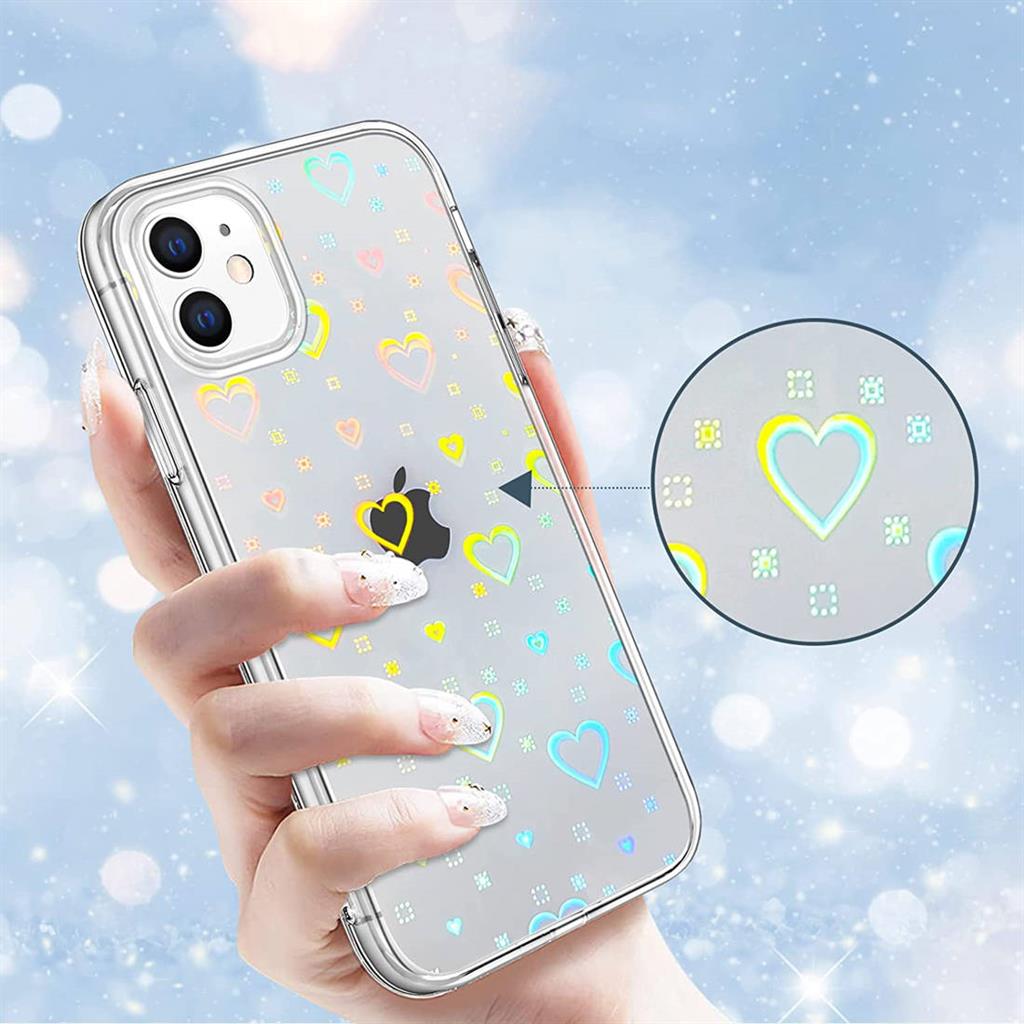 Xiaomi Redmi A1 / Redmi A2 fénylő szív mintás szilikon hátlap tok (Átlátszó)