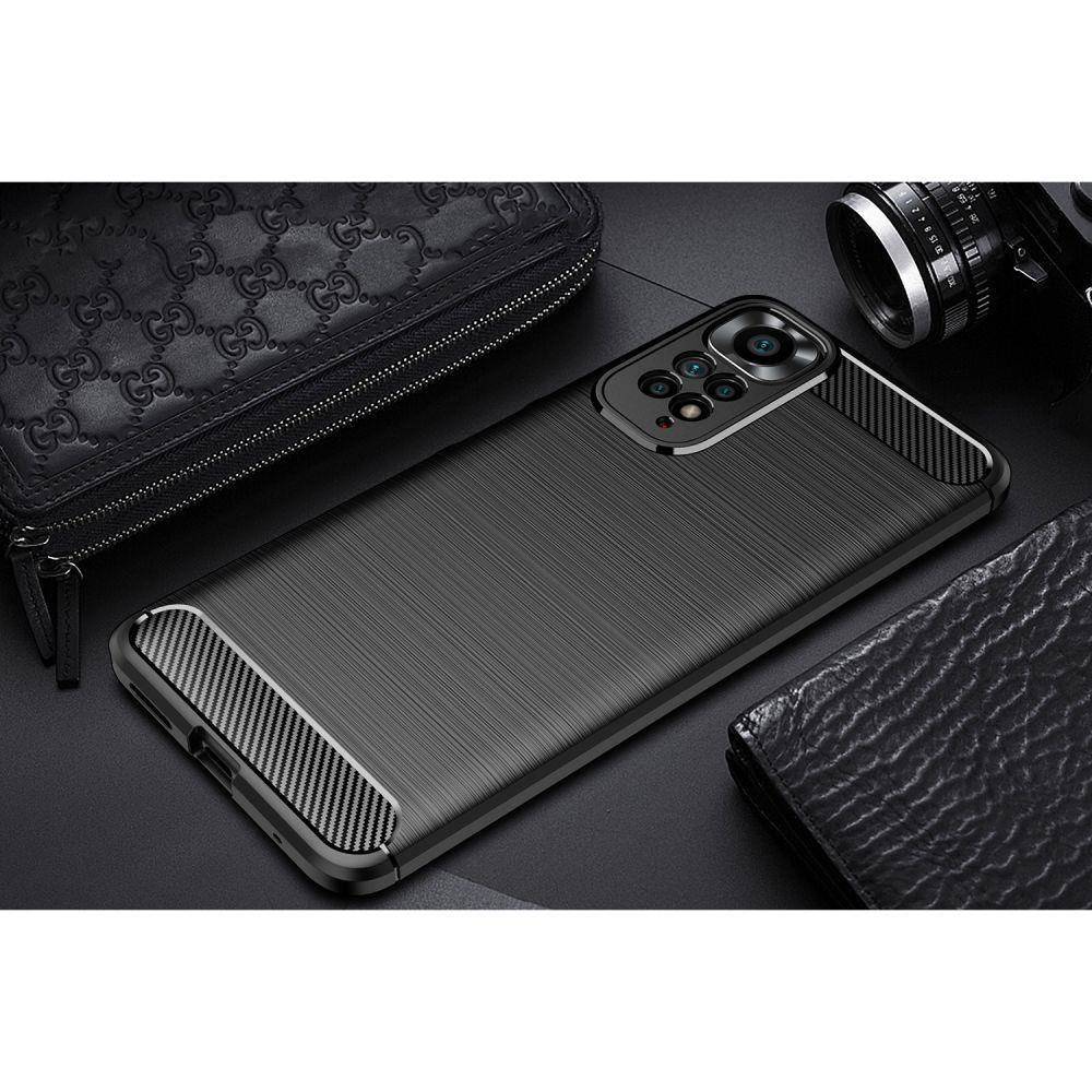 Xiaomi Redmi Note 11 4G/Redmi Note 11S 4G Tech Protect TPU Carbon hátlap tok, (Fekete) 5