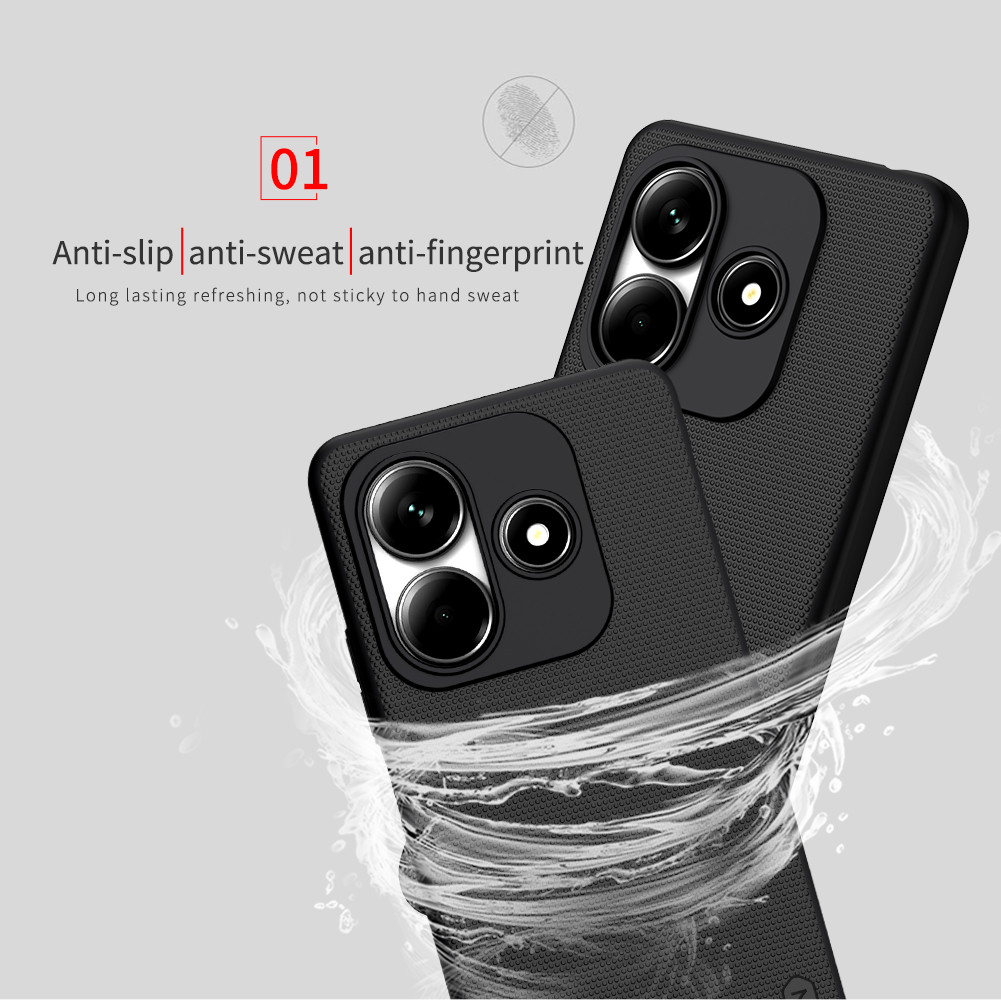Xiaomi Redmi Note 14 4G Nillkin Super frosted strapabíró hátlap tok (Fekete)