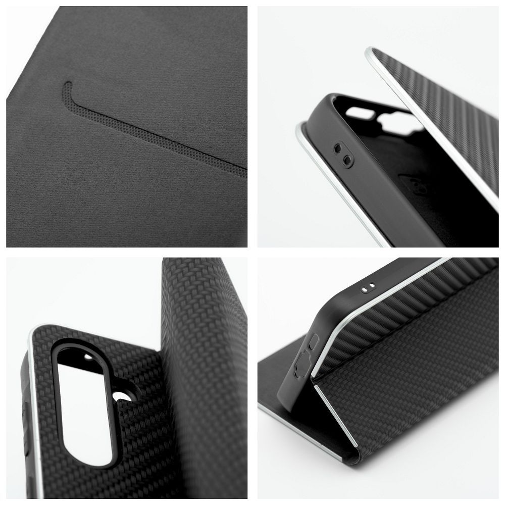 Xiaomi Redmi Note 14 Pro 5G / Redmi Note 14 Pro Plus 5G Lunca carbon notesz tok (Fekete)