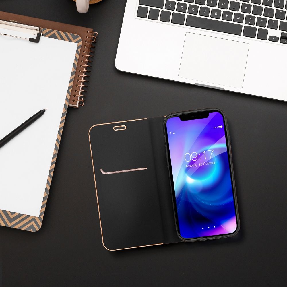 Xiaomi Redmi Note 14 Pro 5G / Redmi Note 14 Pro Plus 5G Lunca gold notesz tok (Fekete)