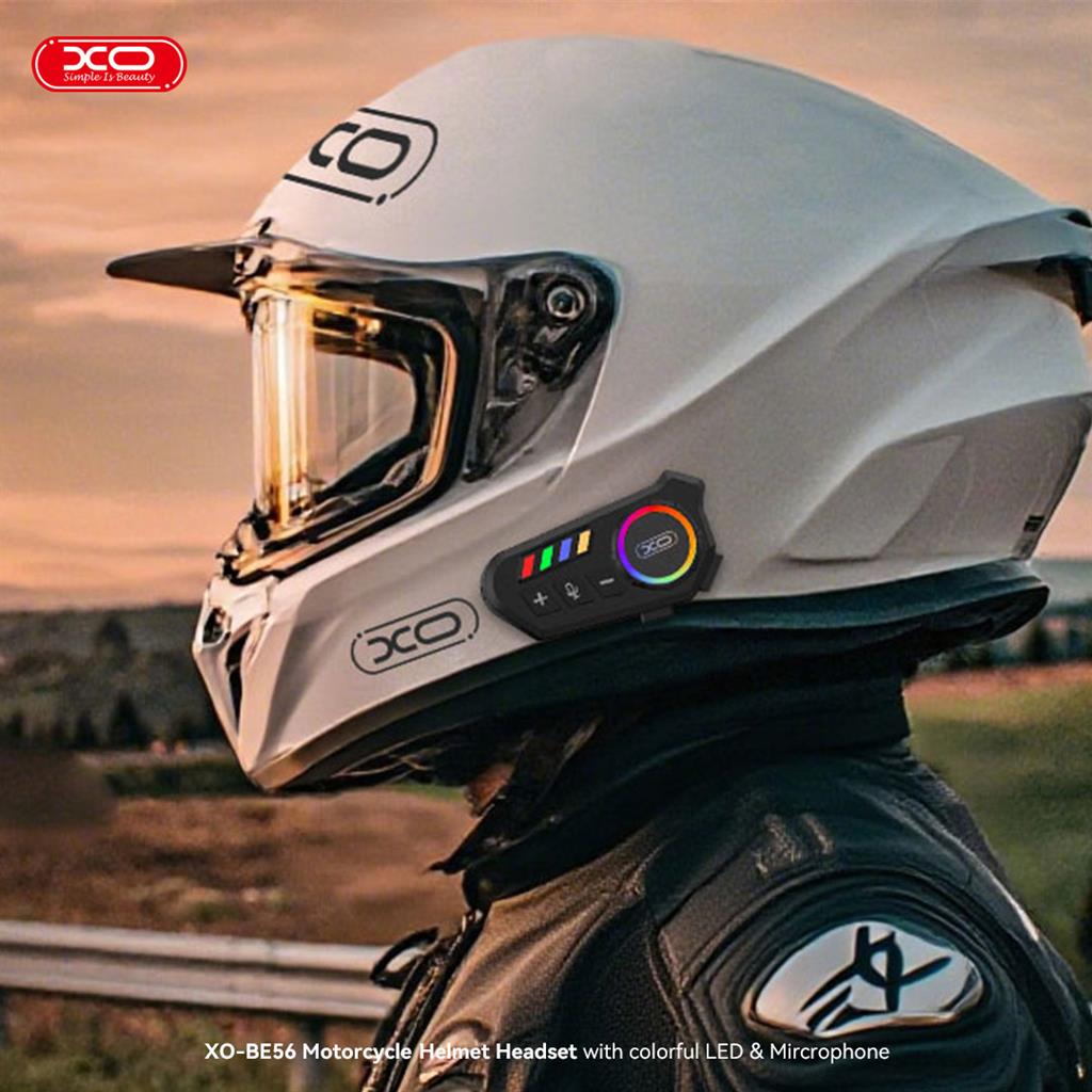 XO BE56 sisakra szerelhető LED headset (Fekete)