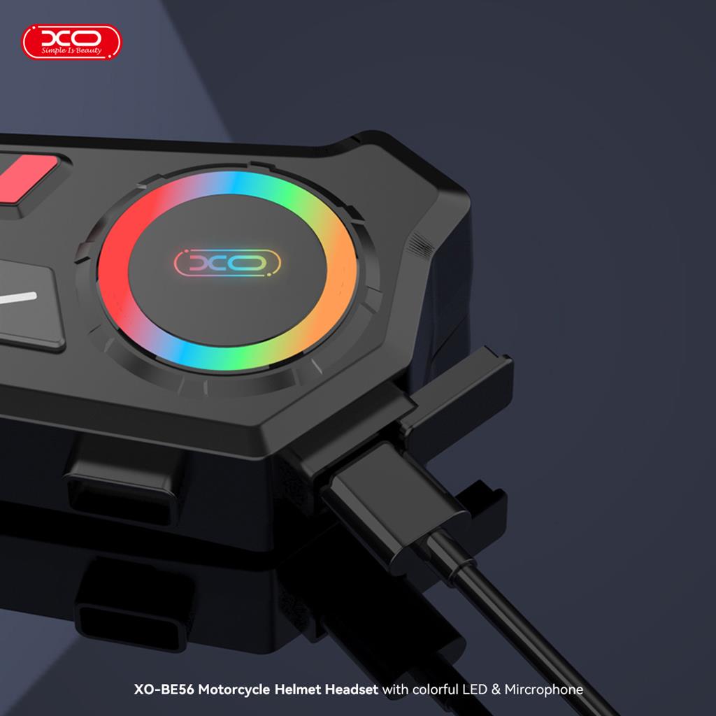 XO BE56 sisakra szerelhető LED headset (Fekete)