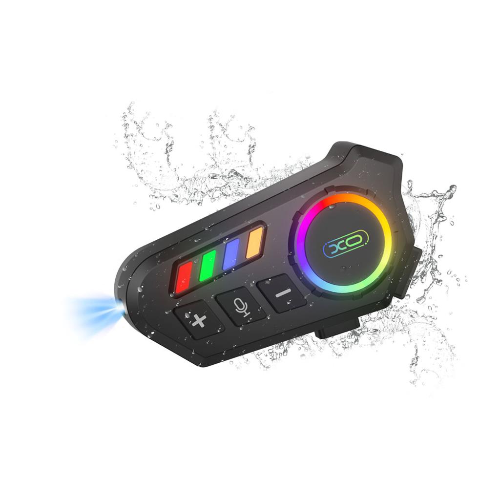 XO BE56 sisakra szerelhető LED headset (Fekete)