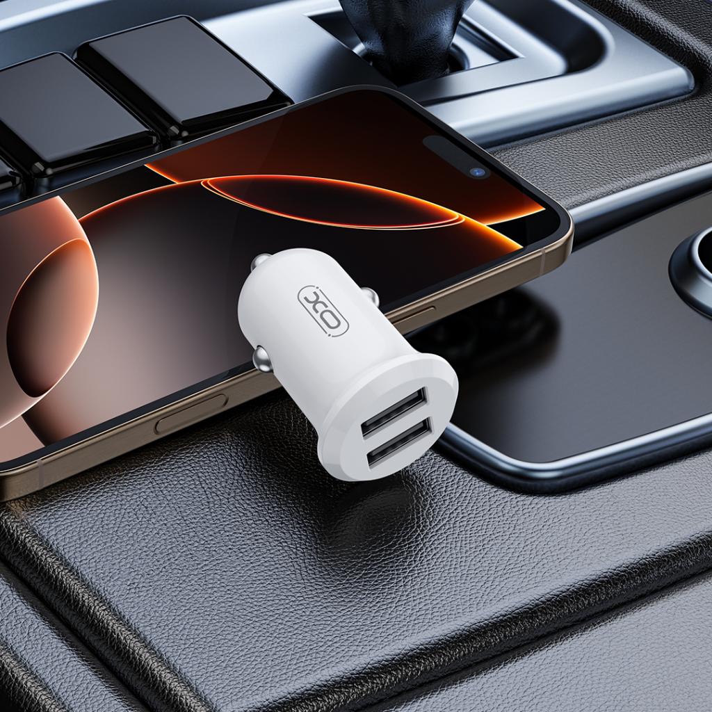 XO CC67 autós töltő Dual USB 2.4A (Fehér)