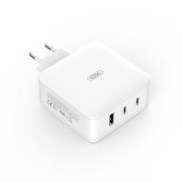 XO CE14 gyorstöltő adapter, 2x Type-C (20W) / 1x USB-A (18W) csatlakozóval fehér 1
