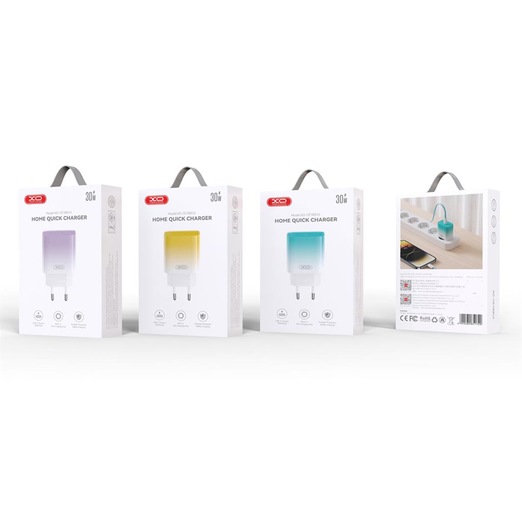 XO CE18 PD 30W gyorstöltő (Lila) – USB-C csatlakozó 2