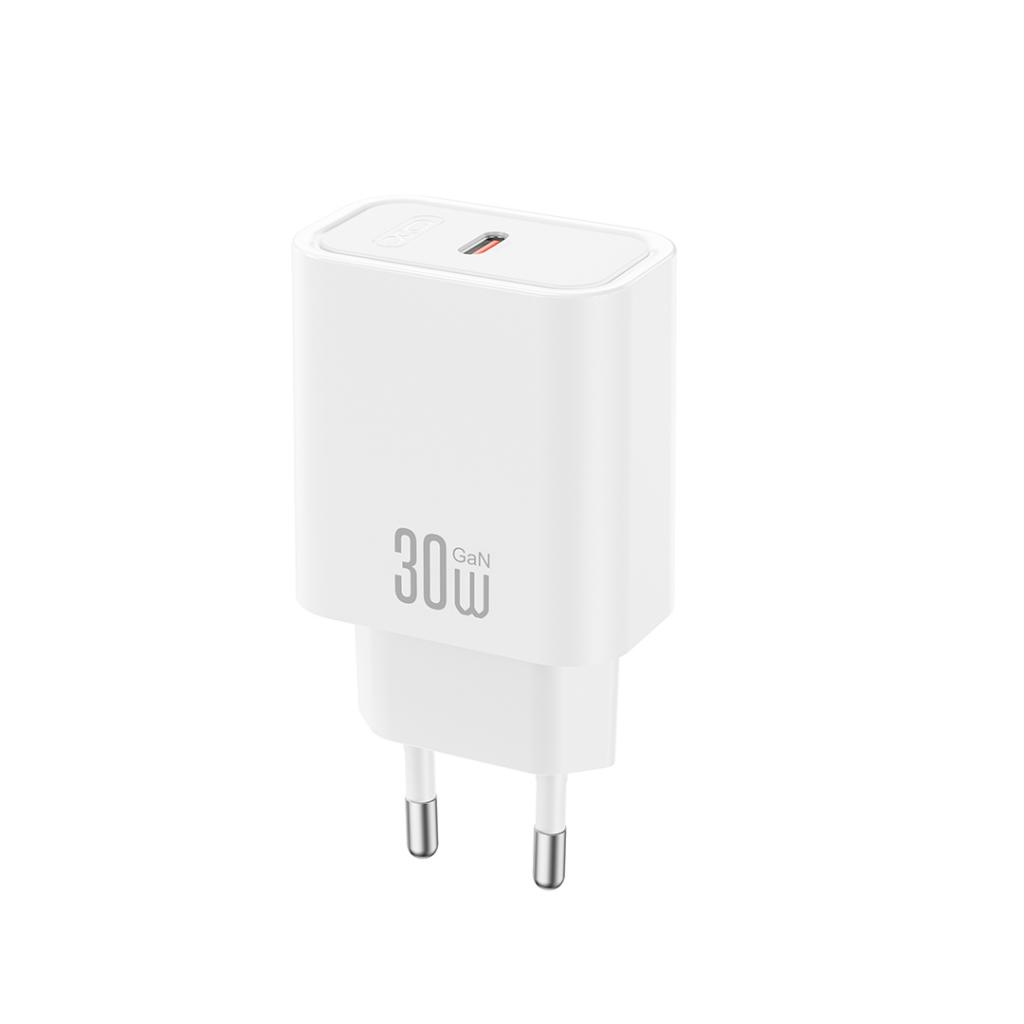 XO CE41(EU) hálózati gyorstöltő + Type-C kábel (Fehér) - 30W, 1xUSB-C, NB299 szett