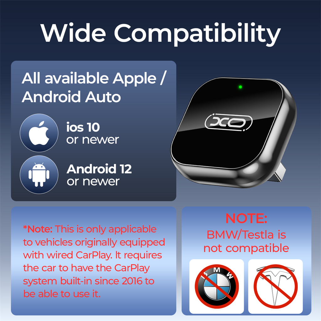 XO CZ026 mini CarPlay képernyőtükröző autó adapter (Fekete)