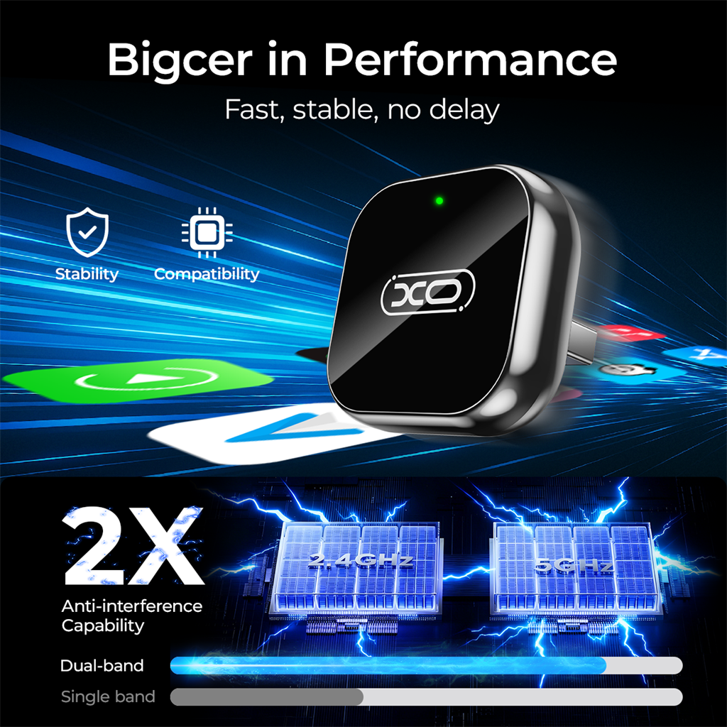 XO CZ026 mini CarPlay képernyőtükröző autó adapter (Fekete)