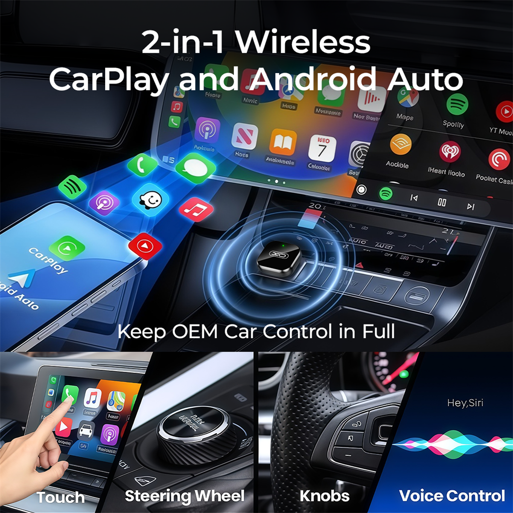 XO CZ026 mini CarPlay képernyőtükröző autó adapter (Fekete)