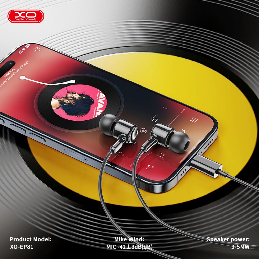 XO EP81 Type-C fülhallgató (Fekete)