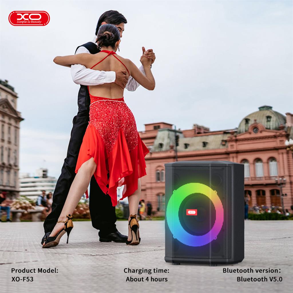 XO F53 8 colos RGB hordozható Bluetooth hangszóró (Fekete) - 40W
