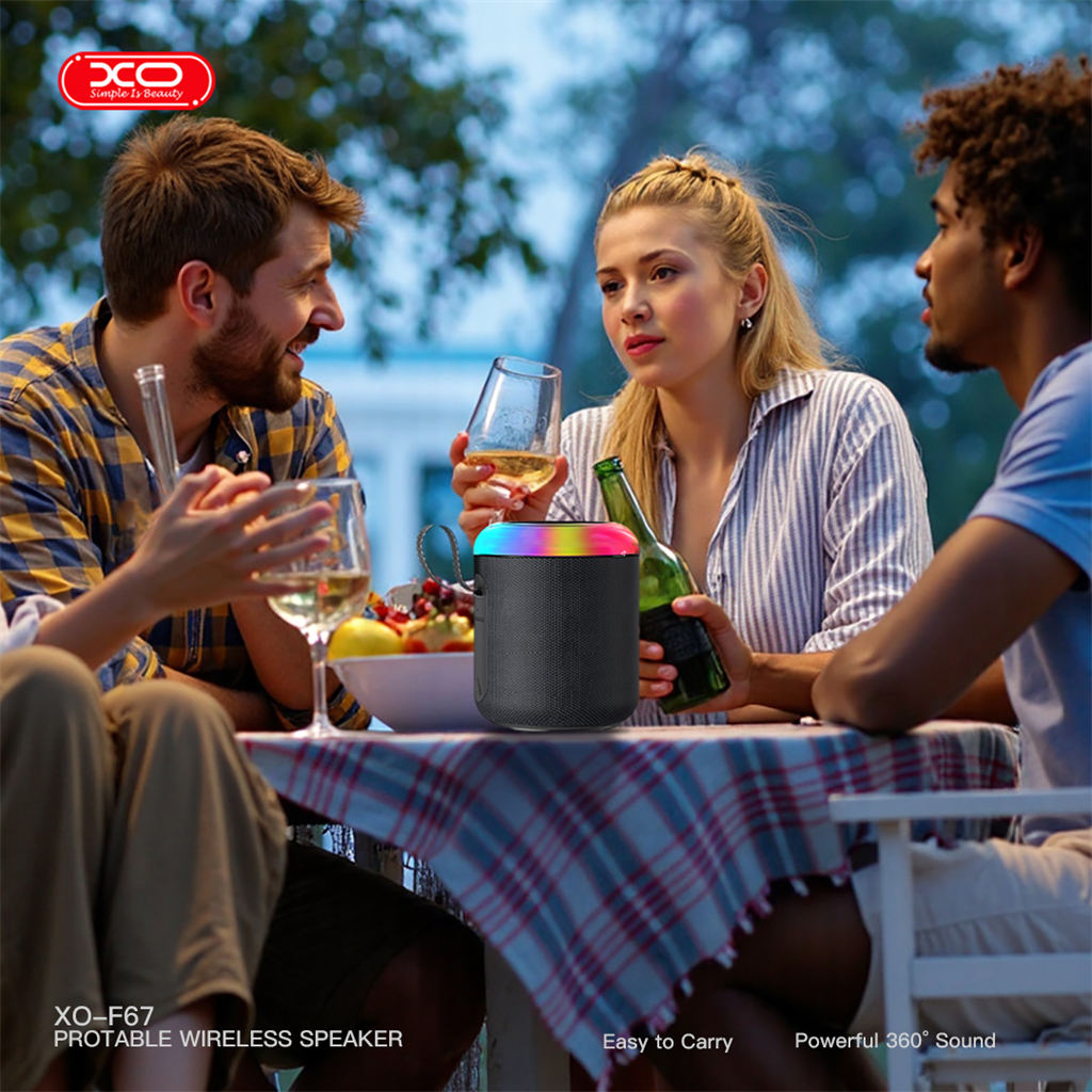 XO F67 LED Dazzle hordozható Bluetooth hangszóró (Fekete)