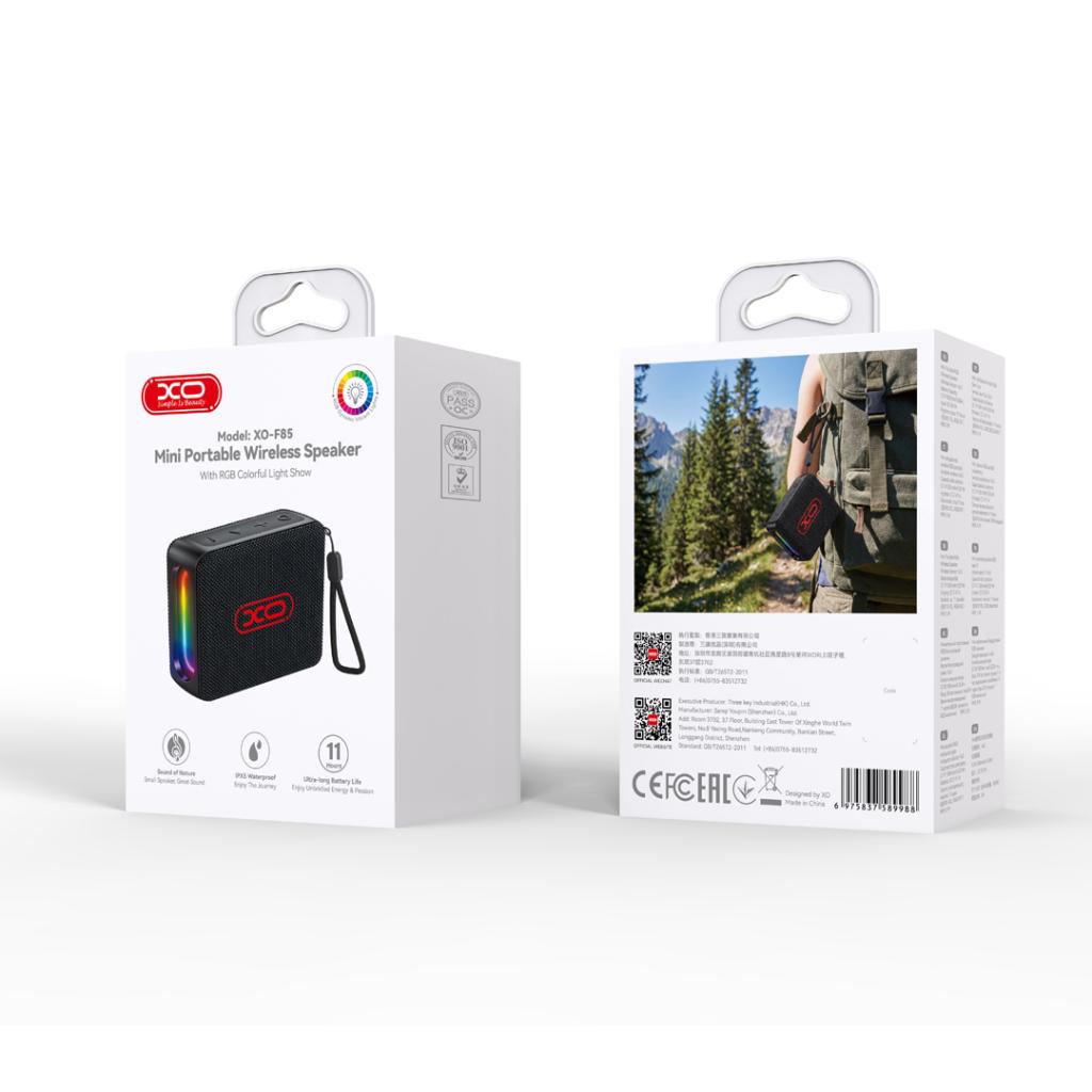 XO F85 Boombox RGB hordozható Bluetooth hangszóró USB/TF kártyaolvasóval (Fekete)