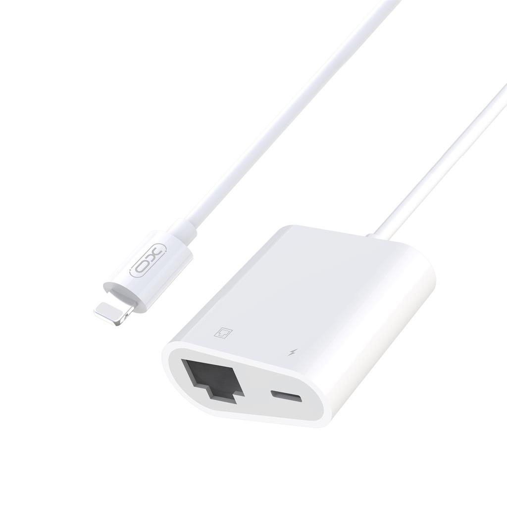 XO GB009 hálózati adapter (Fehér) – Lightning–Ethernet csatlakozó